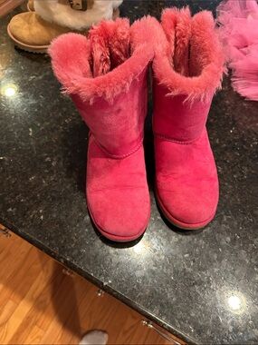 UGG Pink Suede Shearling Boots-kids